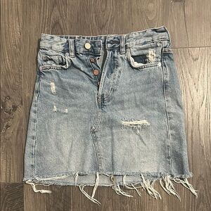 Distressed Denim Skirt